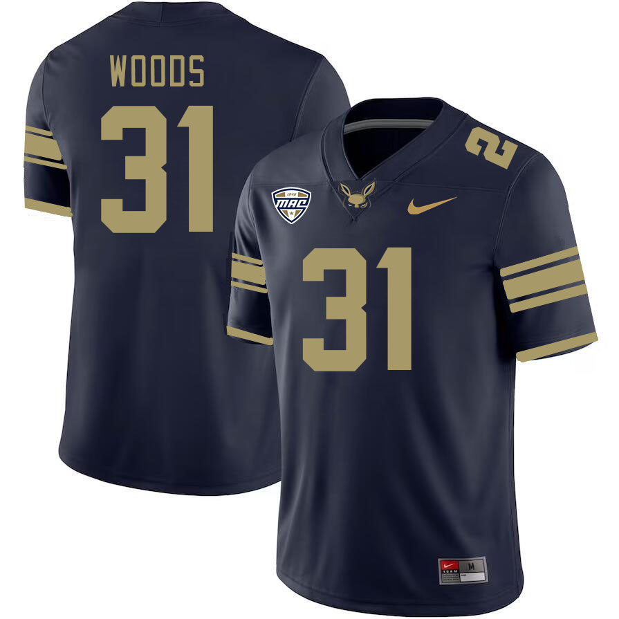 Men-Youth #31 Jaden Woods Akron Zips 2023 College Football Jerseys Stitched-Blue
